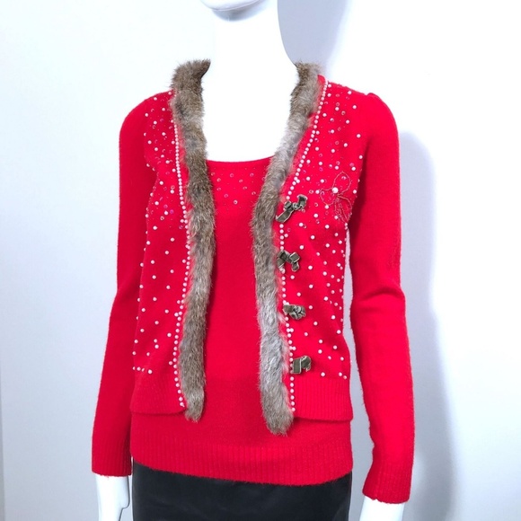 BCBG Maxazria Womens Wool Top and Cardigan - Picture 1 of 8